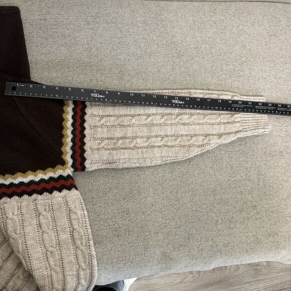 Vintage Sweater Women L Jantzen Neutral Cable Knit Collared USA Made Retro 70s - Picture 6 of 8